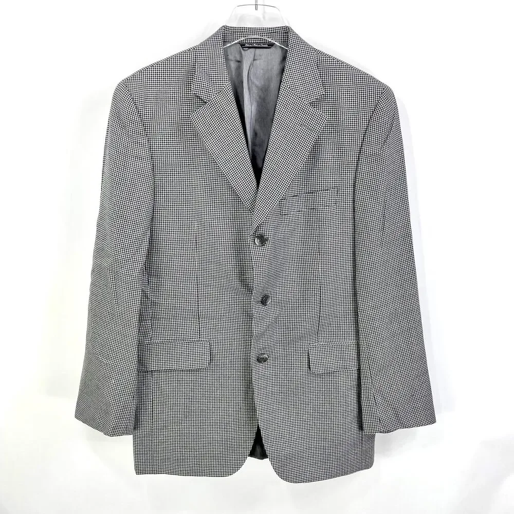 JACK VICTOR Cashmere Black White Houndstooth Blazer Suit Jacket